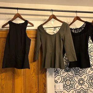 Black and Olive Women's peplum tops